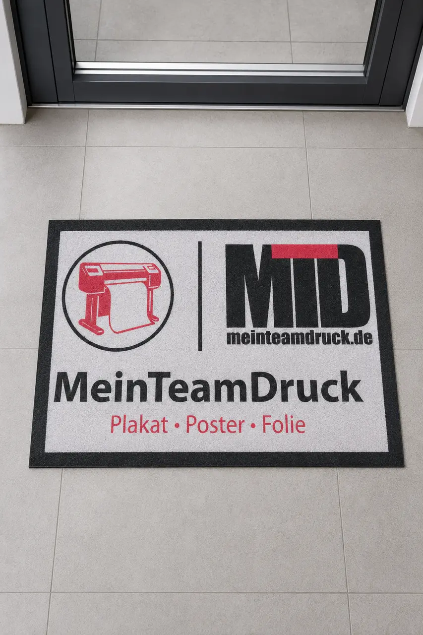 Sublimierte Fußmatte mit MeinTeamDruck Logo