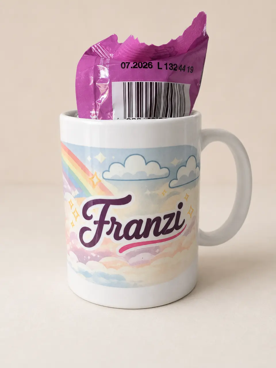 Personalisierte Sublimationstasse mit dem Namen Franzi
