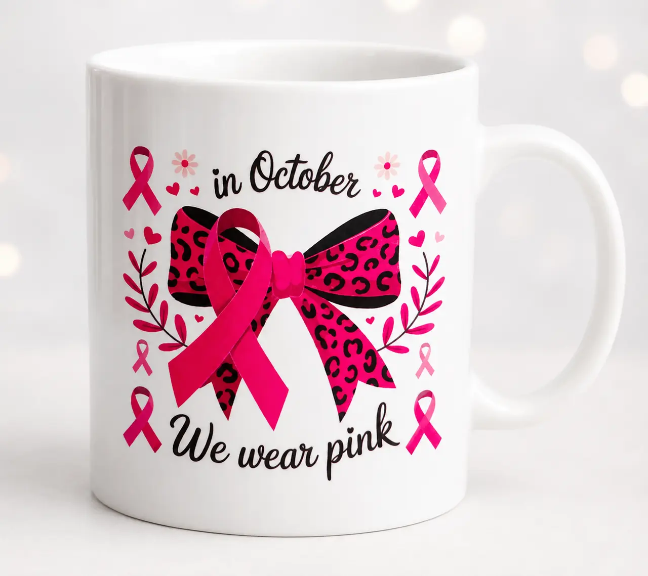 Sublimationstasse mit individuellem pinkfarbenem Motiv